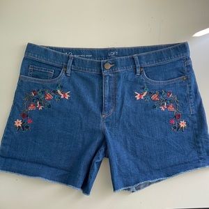Ann Taylor Loft Denim Floral Shorts 12